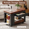 Mshliw 27.6" Modern Coffee Table with Foldable Top & Casters, Multi-Tier Storage Side Table for Living Room or Office - 2 of 4