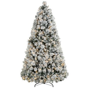 Aghana Digitals 7.5ft Flocked Artificial Christmas Tree with 500 Warm White Lights, 1530 Layered - 1 of 4