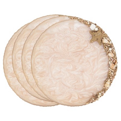 Ivory Resin Enchanted Seashell 14" Round Placemats, Set of 4