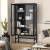 Storage Cabinet with Glass Doors, Metal Display Cabinet with Adjustable Shelves, Freestanding Kitchen Cupboard Accent Furniture - 3 of 4