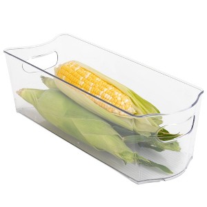 Smart Design Stackable Clear Refrigerator Storage Bin with Handle - 8 pack - 6 x 16 inch - 1 of 4