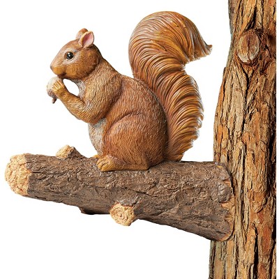 Realistic Brown Resin Squirrel on Faux Branch Tree Hanger