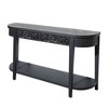 Gulches 59.2in Black Carved Wooden Console Table - 2 Drawers, Lower Storage Shelf, for Entryway, Living Room - 4 of 4
