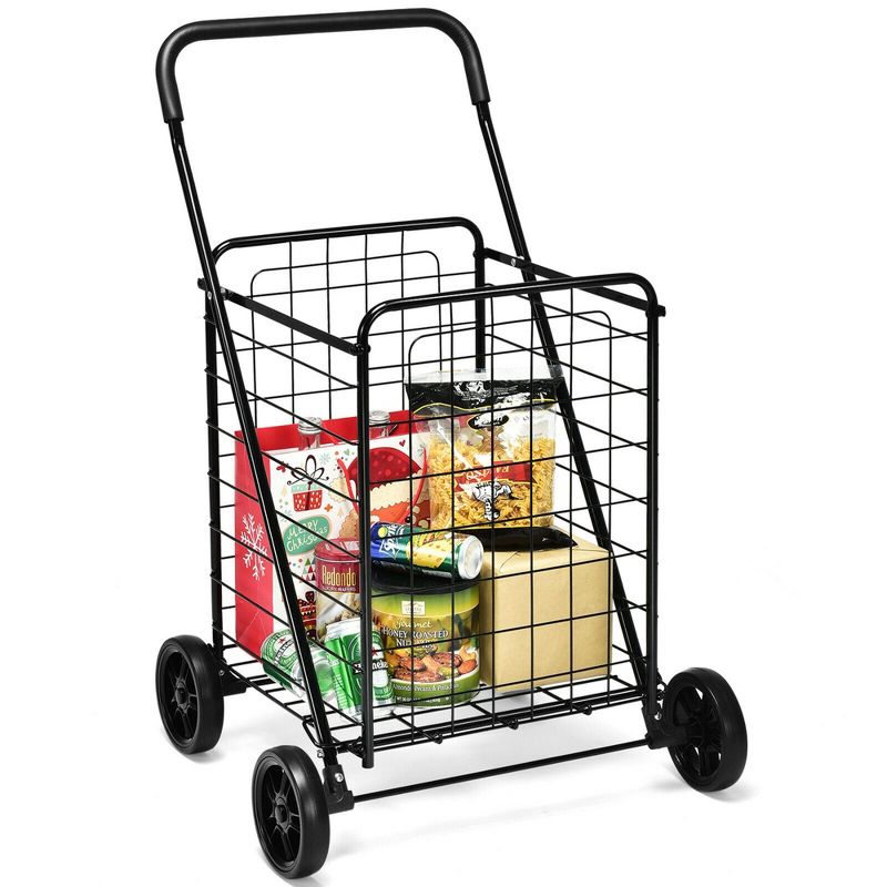 Costway Folding Shopping Cart Utility Trolley Portable For Grocery Laundry Travel, 5 of 10