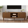 74.90" TV Stand with Vertical Striped Doors, Sideboard Cabinet with Solid Wood Legs, Sliding Door Design, and Versatile Functionality - 3 of 4