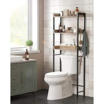 J&V TEXTILES 3-Shelf Bathroom Organizer Over The Toilet, Bathroom Space  Saver (Flower Design)
