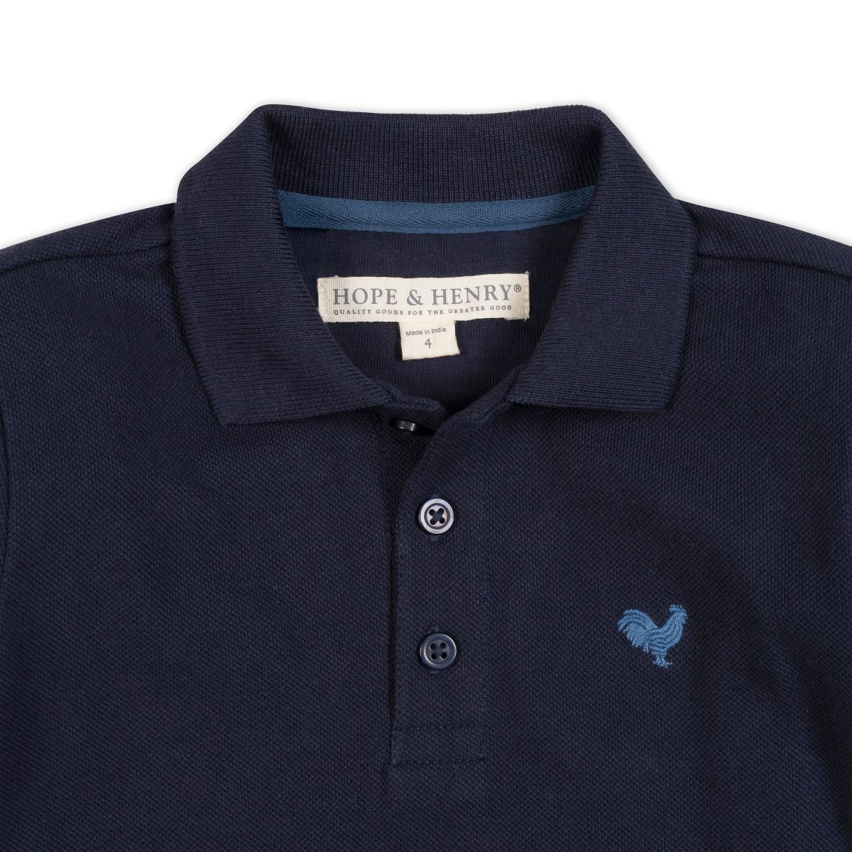Hope & Henry Boys' Organic Long Sleeve Pique Polo - thumbnail 3