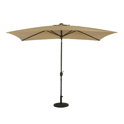 10' x 6.5' Champagne Rectangular Patio Umbrella with LED Lights
