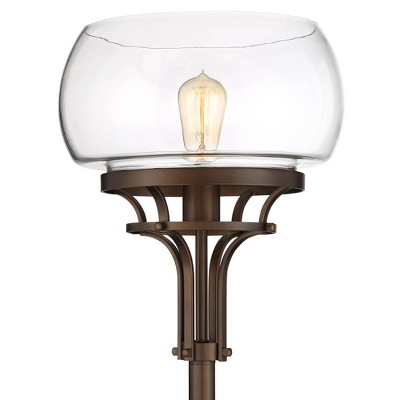 72.5" Bronze and Glass Industrial Torchiere Floor Lamp