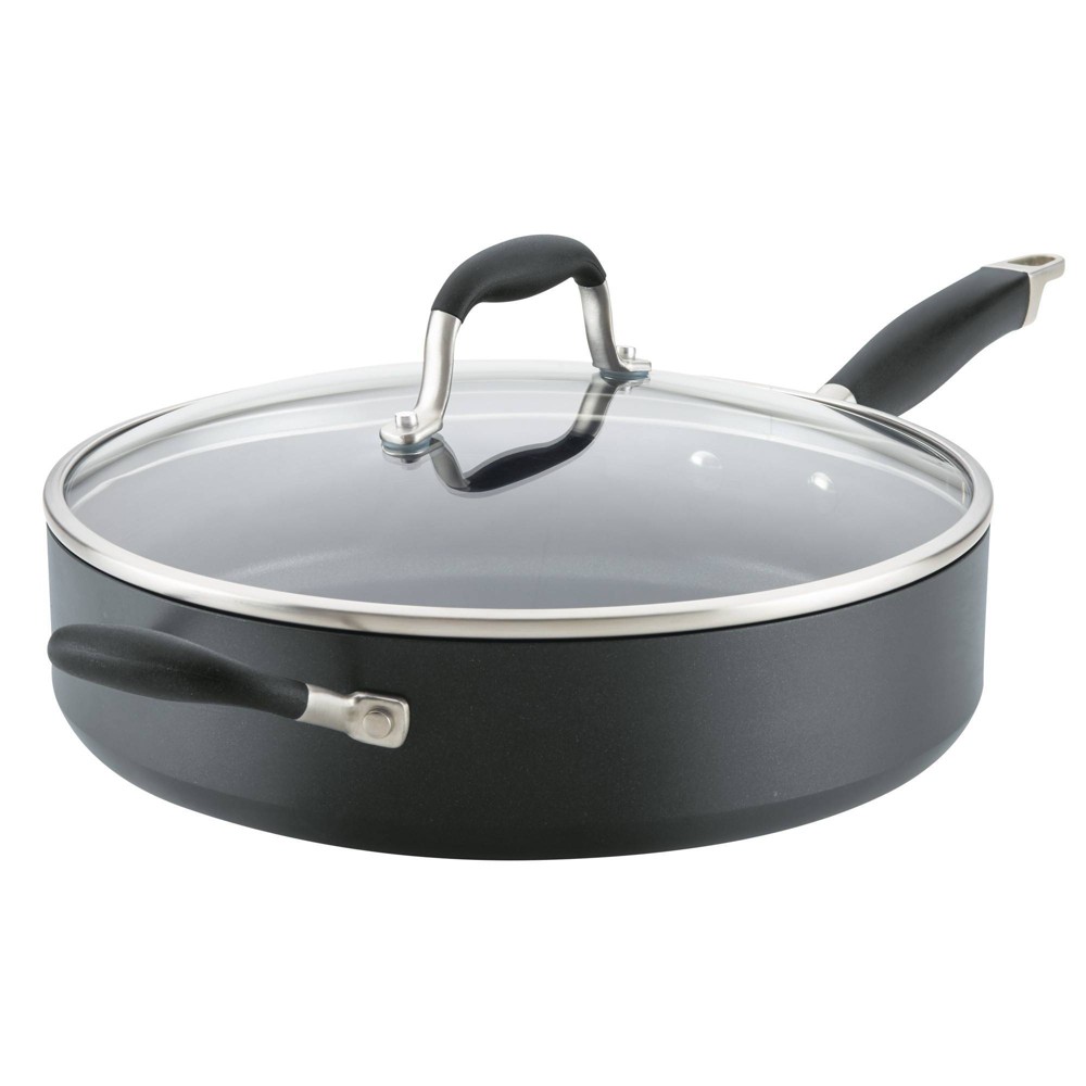 Anolon 5qt Advanced Home Hard Anodized Nonstick Saute Pan with Helper Handle and Lid Onyx