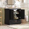LOVSON  30'' Luxury Bathroom Vanity with Ceramic Sink, Solid Wood Frame Bathroom Storage Cabinet, Black - 2 of 4