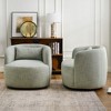 KINWELL Textured Linen Blend Weave Upholstered Swivel Barrel Accent Chair, Set of 2 - 2 of 4
