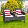Tangkula Outdoor Conversation Furniture Set Rattan Wicker Loveseat Sofa Chair - 3 of 4