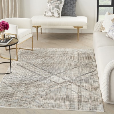Gray Abstract Synthetic Rectangular 4' x 6' Area Rug