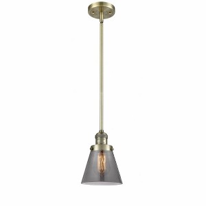 Cone - 1 Light Stem Hung Mini Pendant In Industrial Style-8 Inches Tall and 6 Inches Wide - 1 of 1