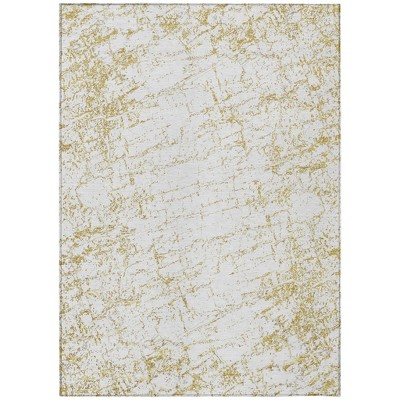 Gold And Ivory Abstract Washable Indoor Outdoor Area Rug