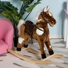 SEVOBAL Toy Vehicles Plush Ride On Rocking Horse with Nursery Rhyme Music for Kids Fun and Development, Brown, 30.8"*11"*26.8" - 3 of 4