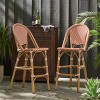 Set of 2 Outdoor Barstools,29" Aluminum Frame with Bamboo Finish for Patio,Courtyard,Garden - The Pop Home - 2 of 4