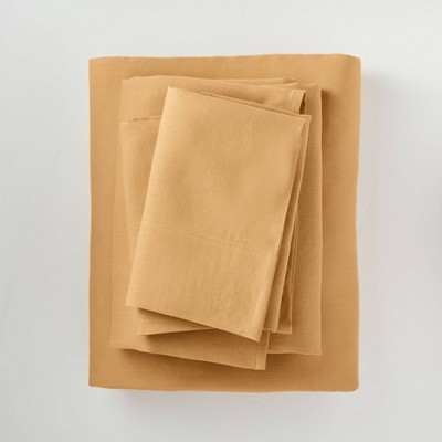 King 100% Washed Hemp Solid Sheet Set Honey - Casaluna™