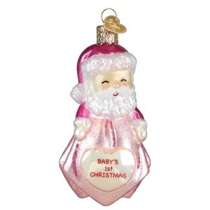 Old World Christmas Blown Glass Ornament for Christmas Tree, Baby Girl's 1st Santa Lovey - 1 of 4