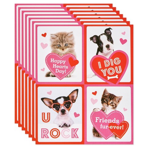 28ct Valentine's Day Exchange/Baby Animal Stickers