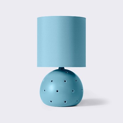 Extra Large Round Light Blue Glass Lamp