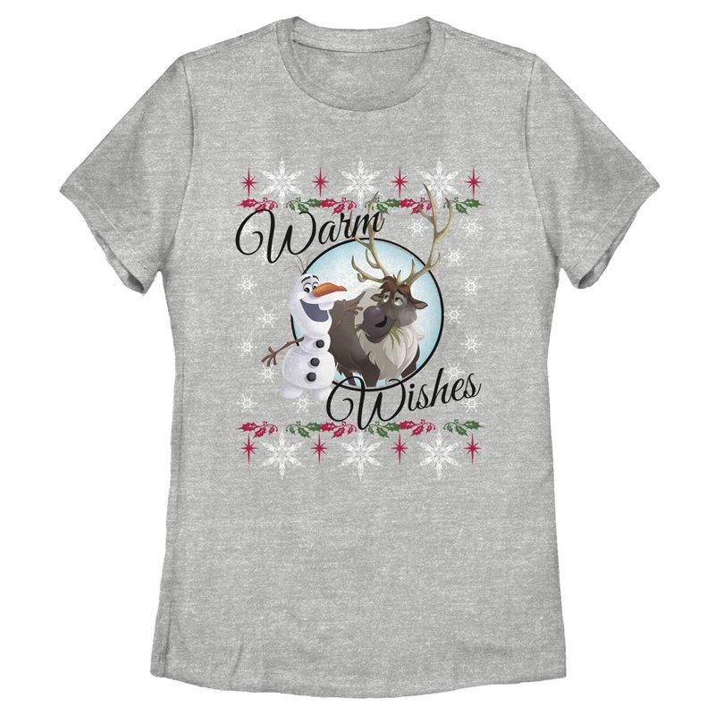 Women's Frozen Christmas Warm Wishes T-Shirt, 1 of 4