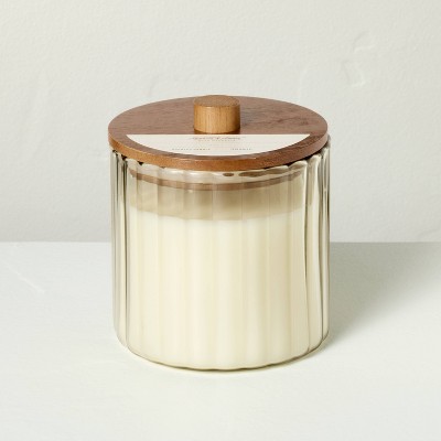 2 Wick Glass with Wooden Lid Salt Jar Candle Cream 12oz - Hearth & Hand™ with Magnolia