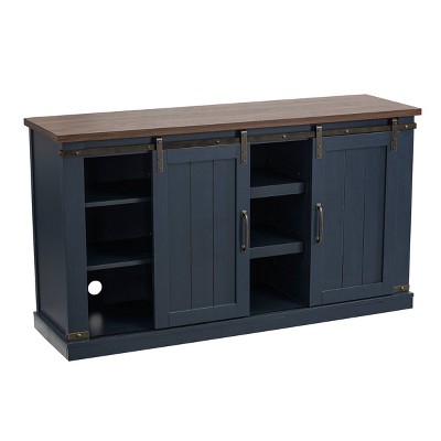 Navy 59'' Engineered Wood TV Stand with Sliding Barn Door
