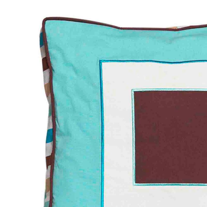 Bacati - Mod Stripes Aqua Throw Pillow, 2 of 6