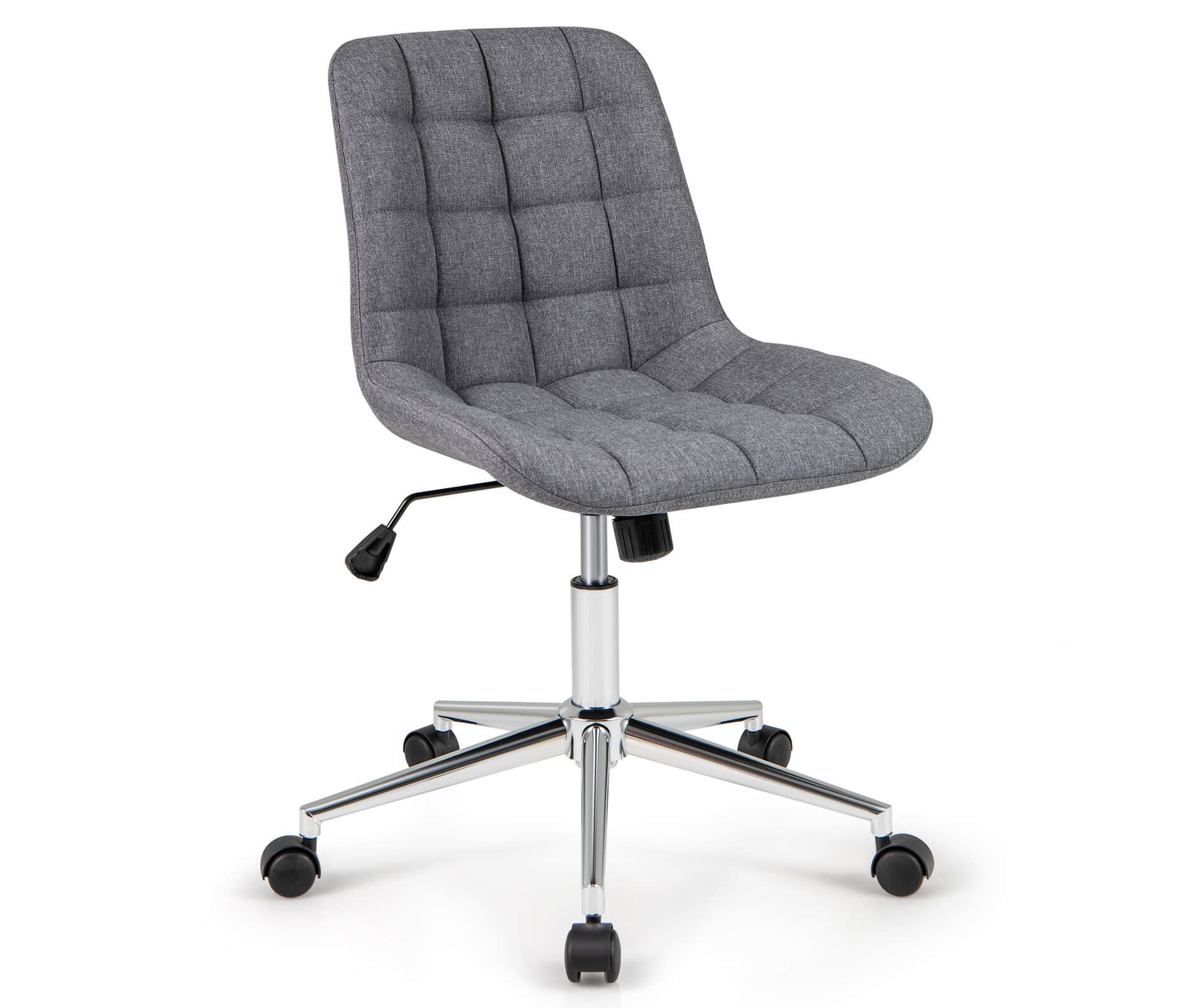 Costway Mid Back Armless Office Chair Adjustable Swivel Fabric Task Desk Chair Gray