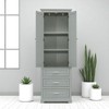 Tall Storage Cabinet with 3 Drawers and Adjustable Shelf, Freestanding MDF Cabinet with 2 Doors and Anti-Tip Device - 4 of 4