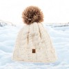 Canada Weather Gear Women's Cable Knit Beanie with Thermal Plush Lining and Faux Fur Pom - image 3 of 4