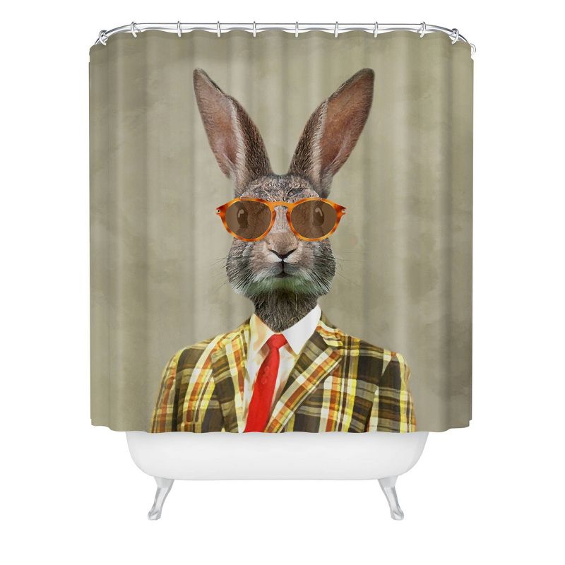 Deny Designs Coco de Paris Vintage Mister Rabbit Shower Curtain, 1 of 4