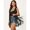 INSPIRE CHIC Women's Faux Suede Casual Sleeveless Tassels Open Front Cardigan - 3 of 4
