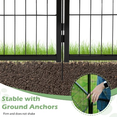 Black Metal 32" Height 16-Panel Dog Playpen with Doors