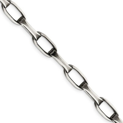 Black Bow Jewelry Men's 8mm, Sterling Silver Antiqued Oval Cable Chain Necklace