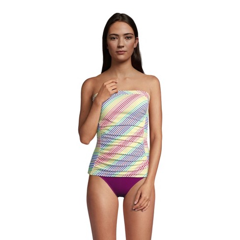 Lands' End Women's Chlorine Resistant Bandeau Tankini Swimsuit Top With  Removable Adjustable Straps - 6 - Electric Blue Rainbow Stripes : Target