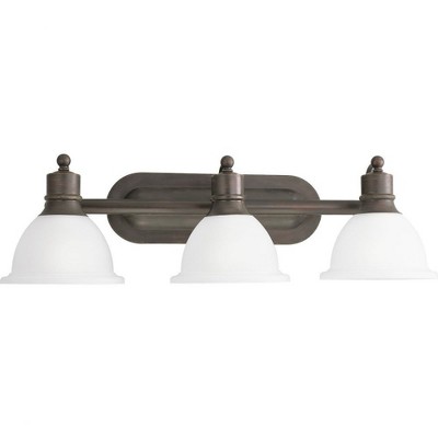 Antique Bronze 3-Light Wall Bracket with Etched Glass Shades