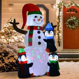 SEVOBAL Inflatable Holiday Decorations 6ft Christmas Snowman with Penguins, Front Yard Holiday Decoration for Home, Garden, Multicolored, 12"*12"*5.9" - 1 of 4