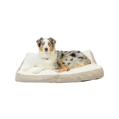 Large White and Beige Velvet Dog Bed with Poly Fill