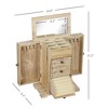 Aghana Digitals Brown Paulownia Wood Jewelry Organizer: 4-Tier Storage with Rotating Hook Doors, - 3 of 4