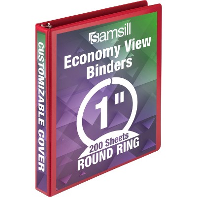 Samsill View Binder Round Ring 1" Capacity 11"x8-1/2" Red 18533
