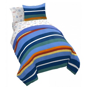 Saturday Park Vintage Stripe & Sports 100% Organic Cotton Bed Set - 1 of 4