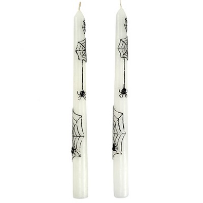The Lakeside Collection Halloween Taper Candles or Candleholders - White/Black Spider Web