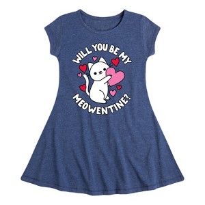 Girls' - Instant Message - Valentine's Day Be My Meowentine Fit & Flair Cap Sleeve Dress - 1 of 3