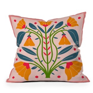 Deny Designs 18"x18" Maritza Lisa Symmetric Buttercups Pillow: Woven Polyester, Zipper Closure - 1 of 4