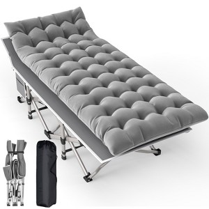 SUGIFT Portable Folding Camping Cot with Mattress And Carry Bag 75" x 28" - 1 of 4