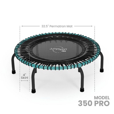 Black and Teal Round Fitness Trampoline with Enclosure