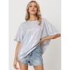 Allegra K Women's Sparkly Short Sleeve Holographic Party Metallic T-Shirt - 4 of 4